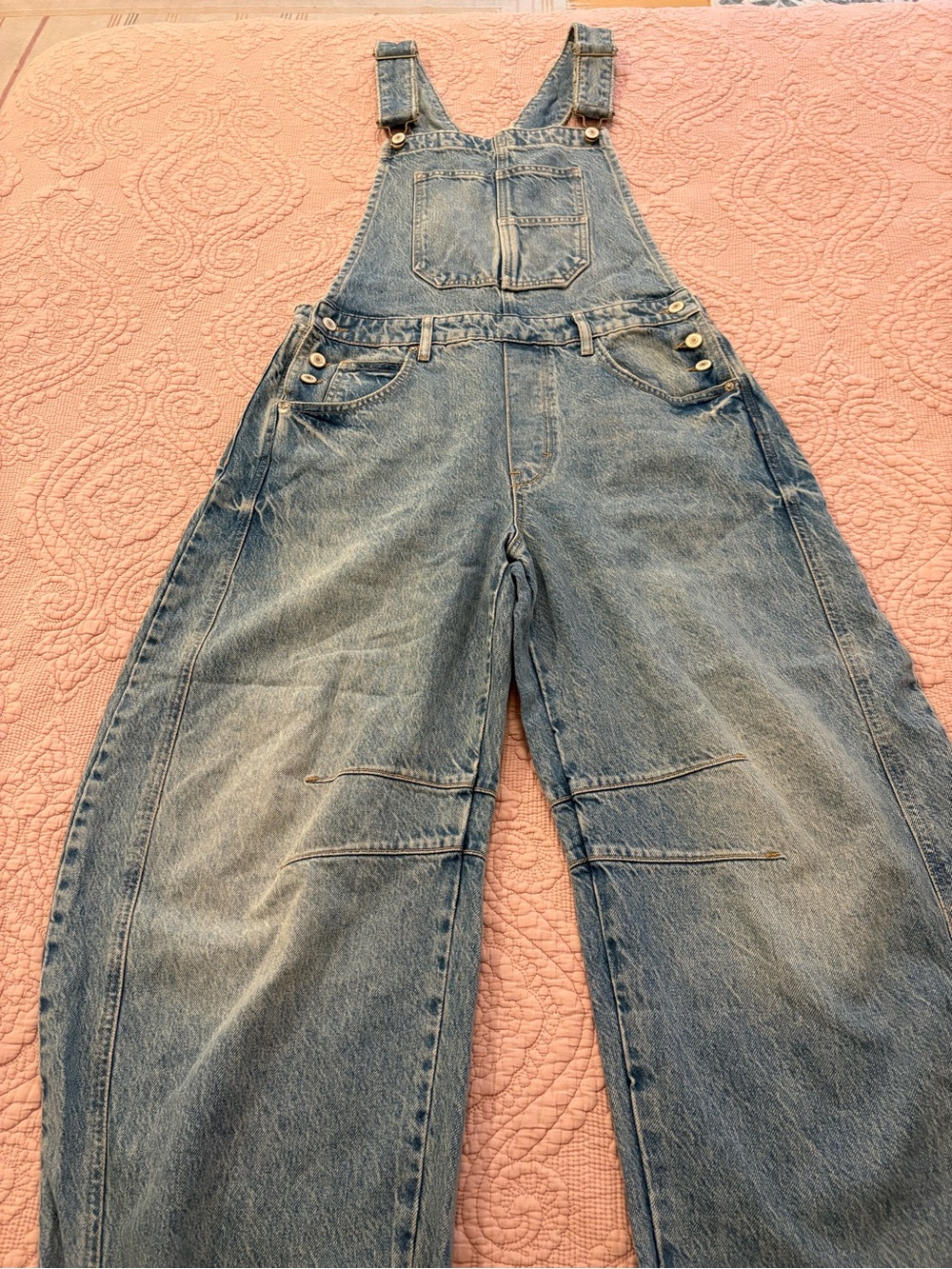 NWOT We The Free Good Luck Barrel Light Blue Denim Overalls - Picture 4 of 11